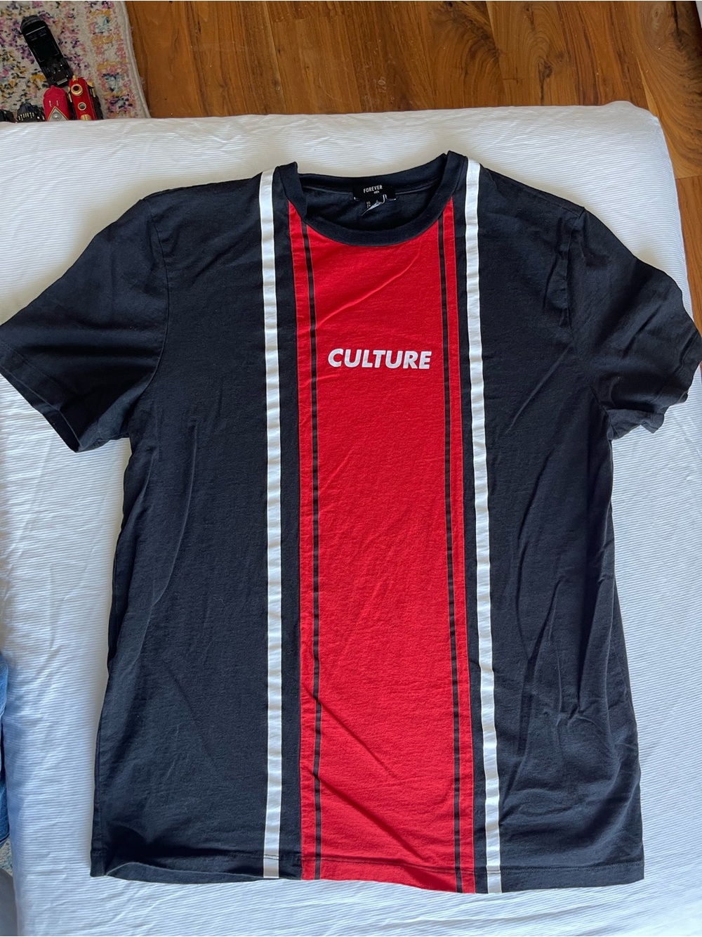 Forever 21 Black and Red 'CULTURE' Stripe Graphic Tee
